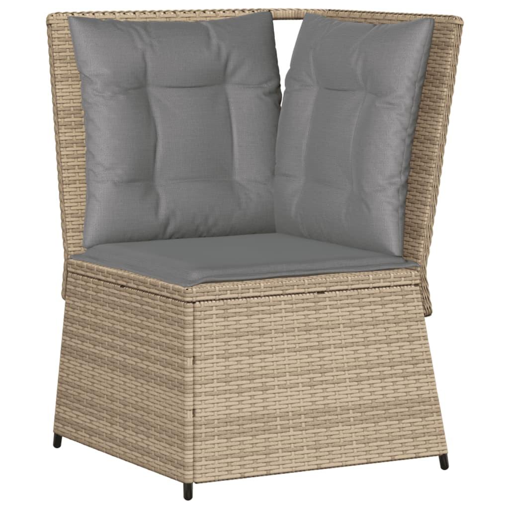 Set de muebles jardín con cojines 6 pzas ratán sintético beige