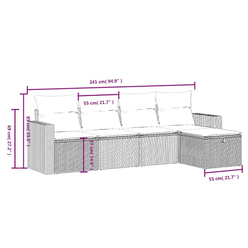 Conjunto de sofá de jardín de 5 piezas con cojines