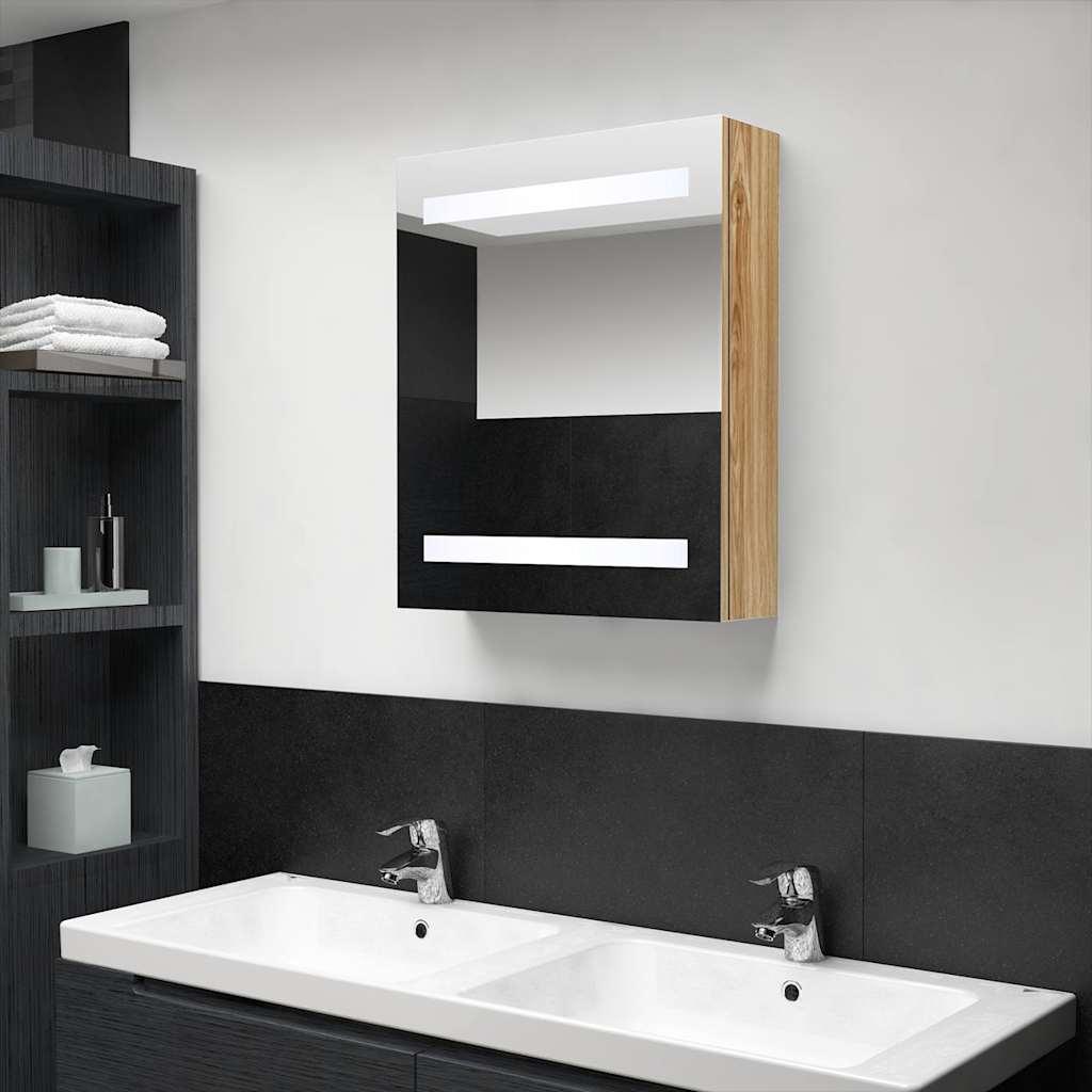 Armario de baño con espejo color roble ahumado 64x20x67 cm