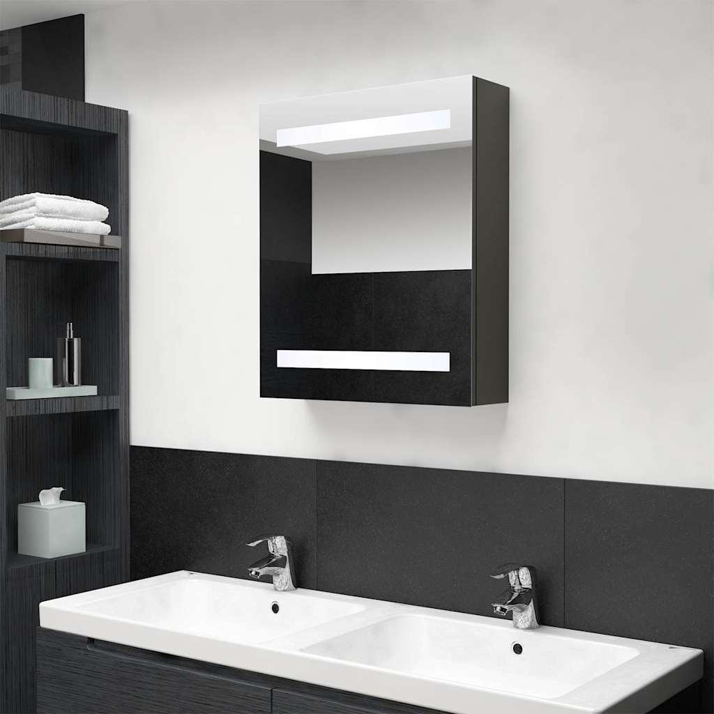 Armario de baño con espejo color roble ahumado 64x20x67 cm