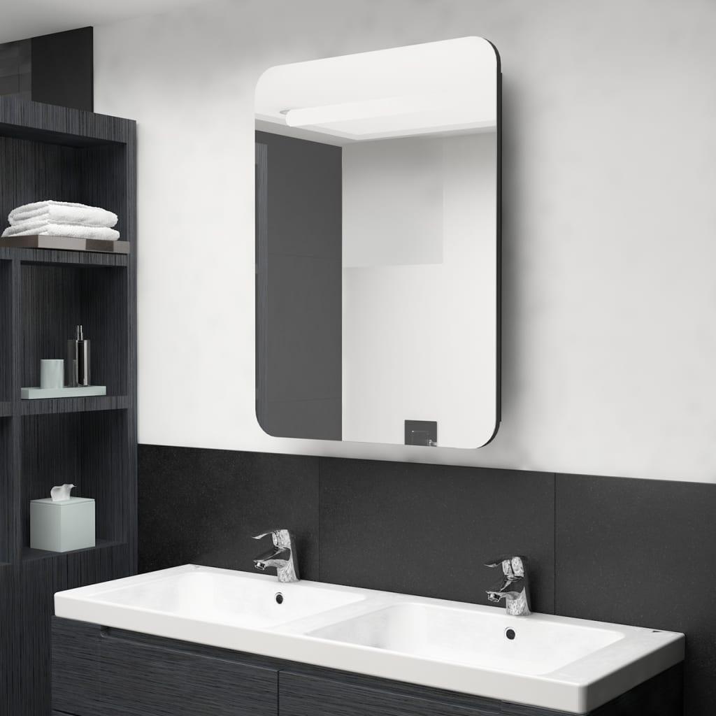 Armario de baño con espejo color roble ahumado 64x20x67 cm