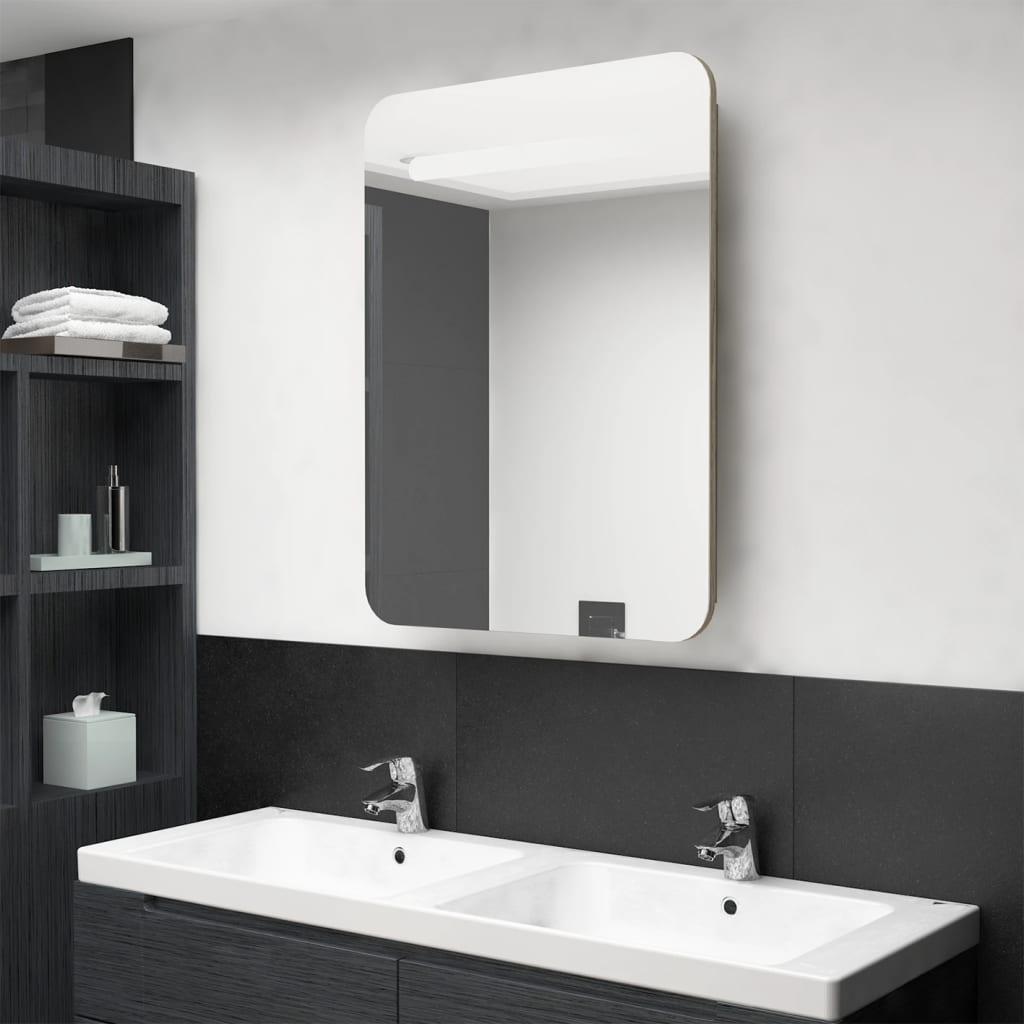Armario de baño con espejo color roble ahumado 64x20x67 cm