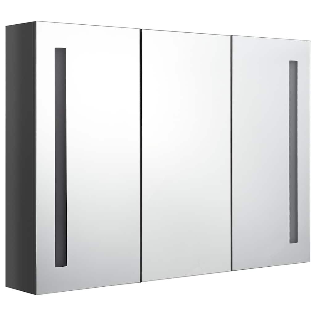 Mueble de baño con espejo LED blanco brillante 89x14x62 cm