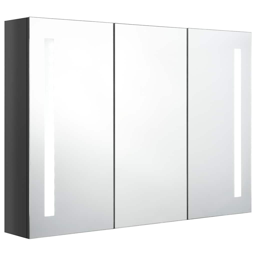 Mueble de baño con espejo LED blanco brillante 89x14x62 cm