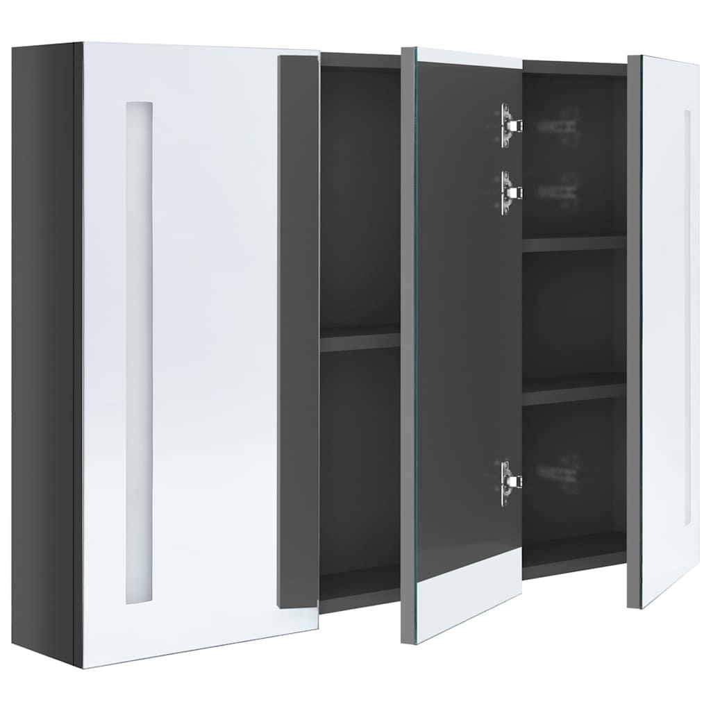 Mueble de baño con espejo LED blanco brillante 89x14x62 cm