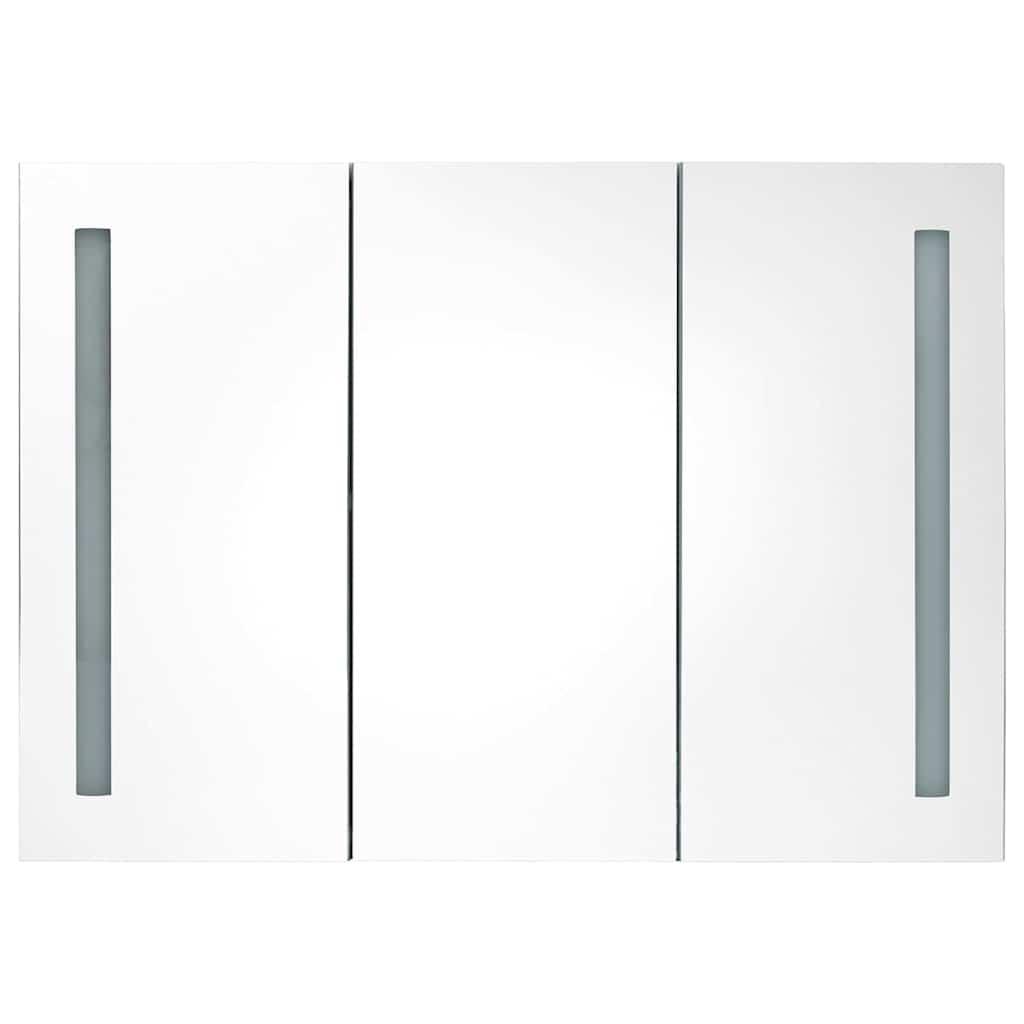 Mueble de baño con espejo LED blanco brillante 89x14x62 cm