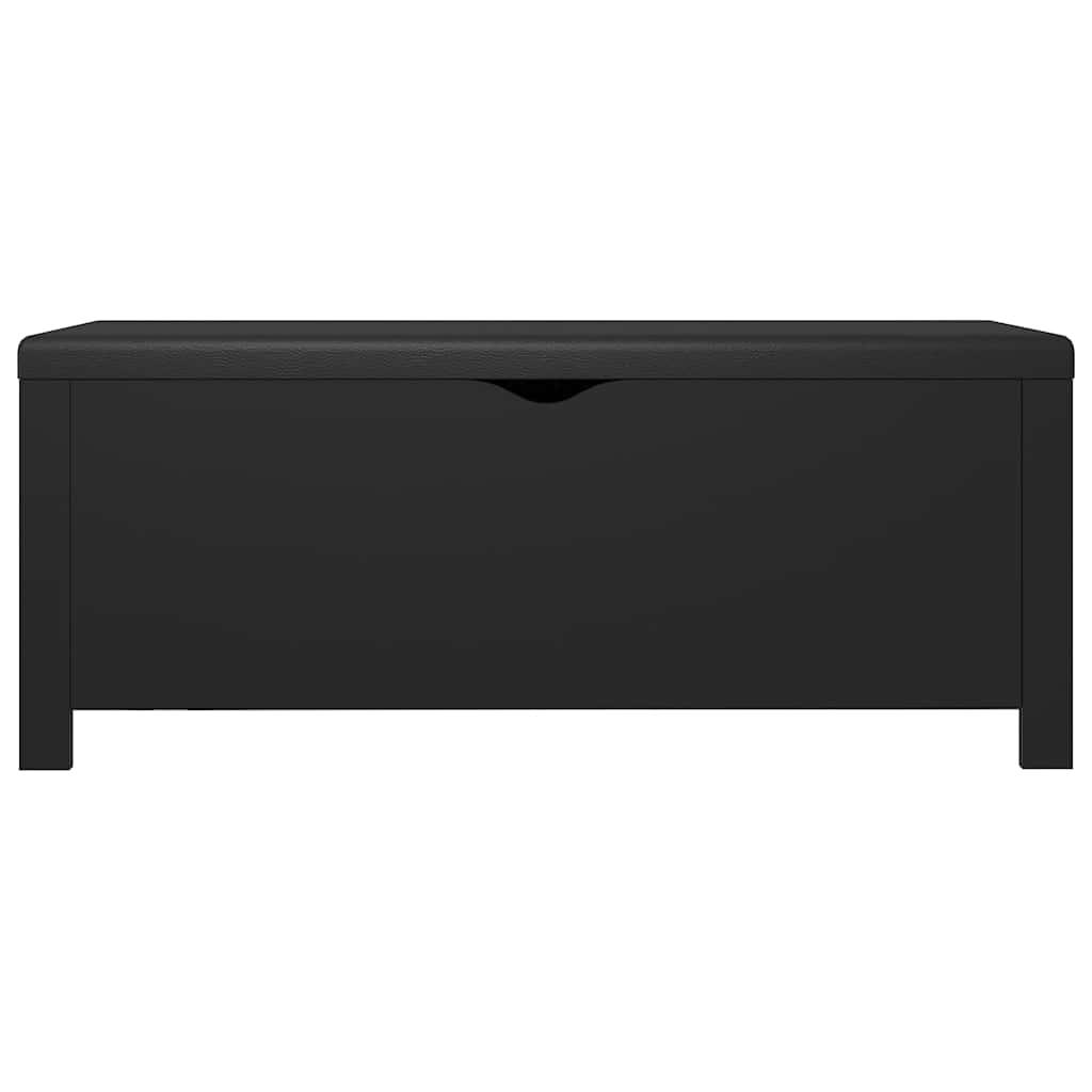 Caja de almacenaje y cojín madera ingeniería negro 105x40x45 cm