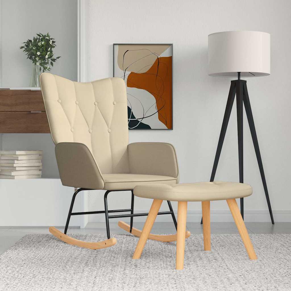 Silla mecedora con reposapiés tela