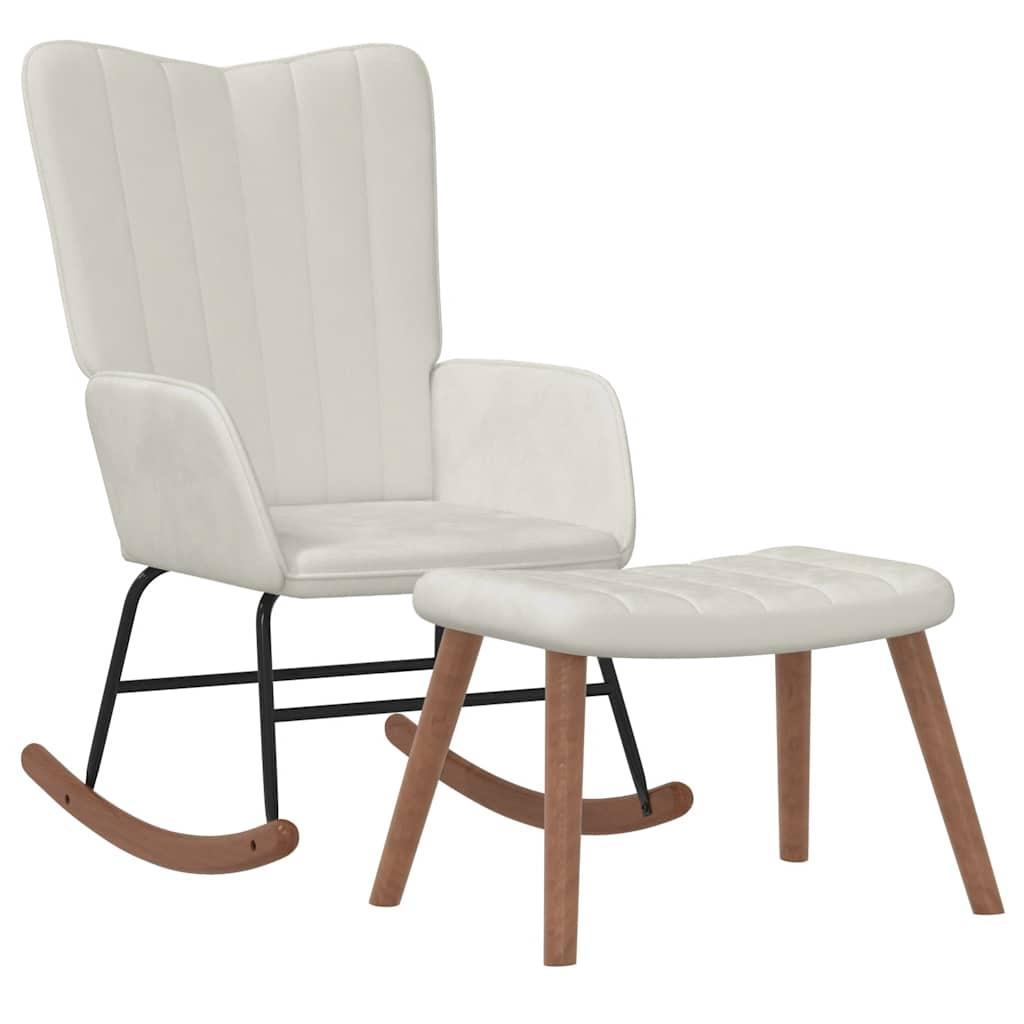 Silla mecedora con reposapiés terciopelo verde oscuro