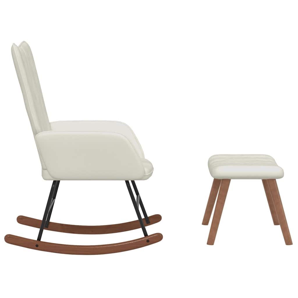 Silla mecedora con reposapiés terciopelo verde oscuro