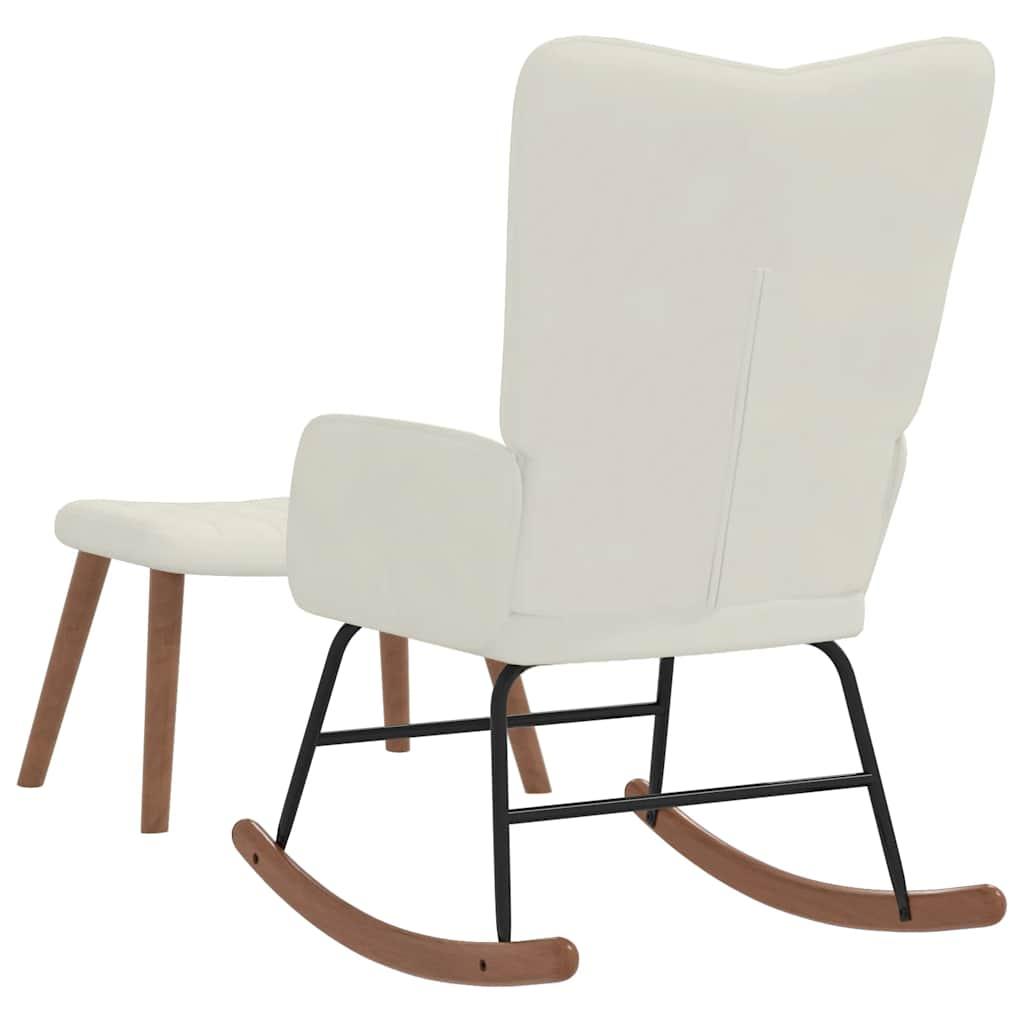 Silla mecedora con reposapiés terciopelo verde oscuro