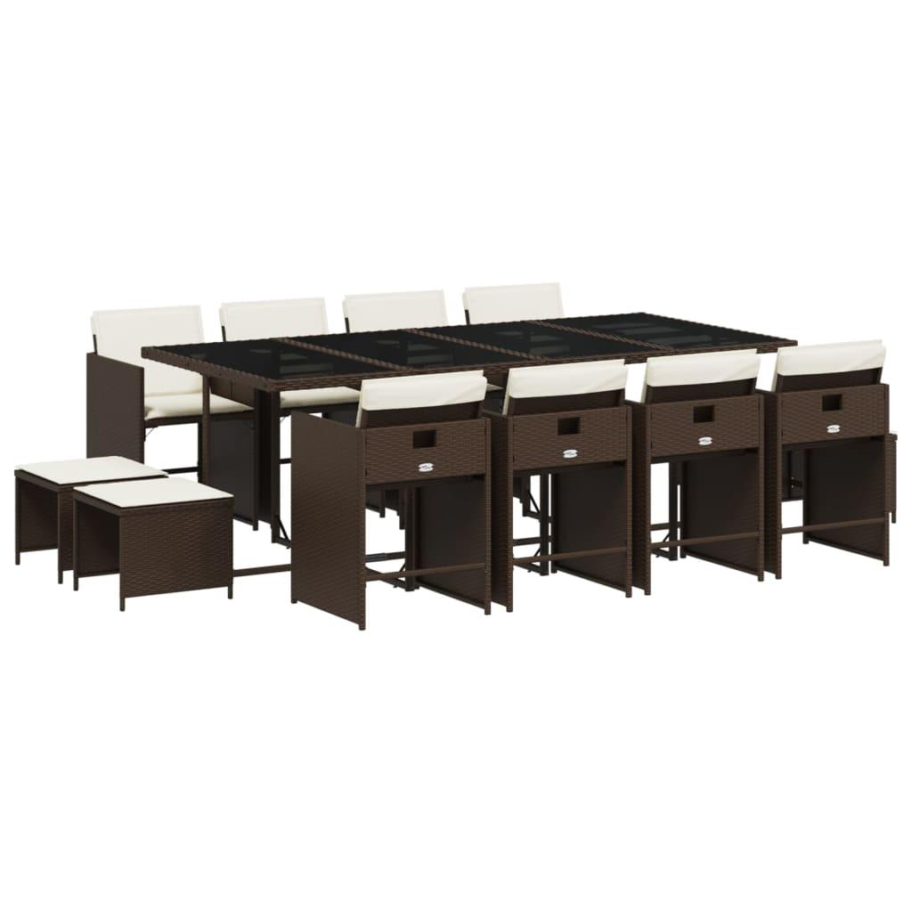Set de muebles de jardín 13 pzas y cojines ratán sintético