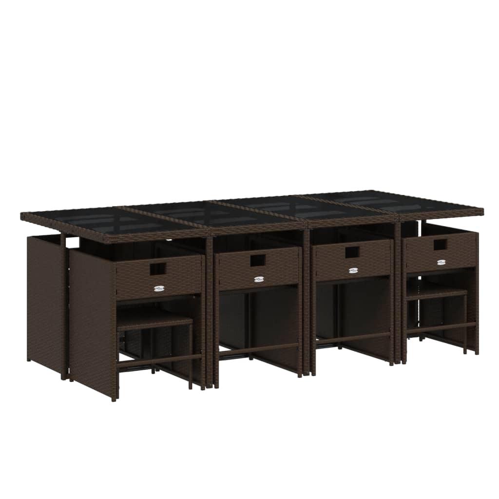 Set de muebles de jardín 13 pzas y cojines ratán sintético