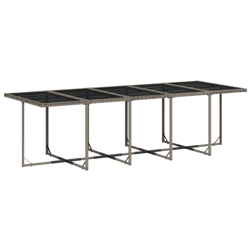 Conjunto de comedor de jardín de 15 piezas con cojines, poliratán gris