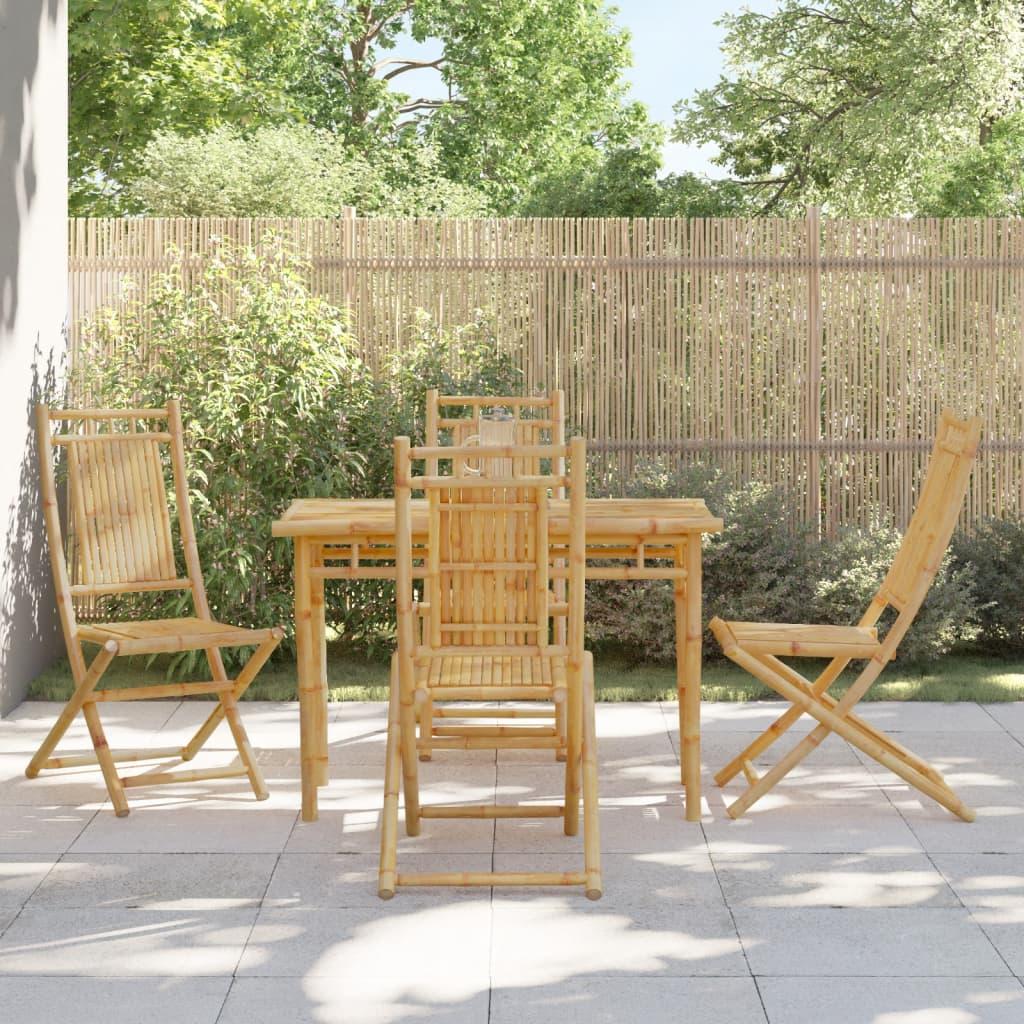 Sillas plegables, 4 unidades, 46x66x99 cm, bambú