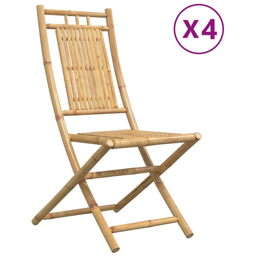Sillas plegables, 4 unidades, 46x66x99 cm, bambú