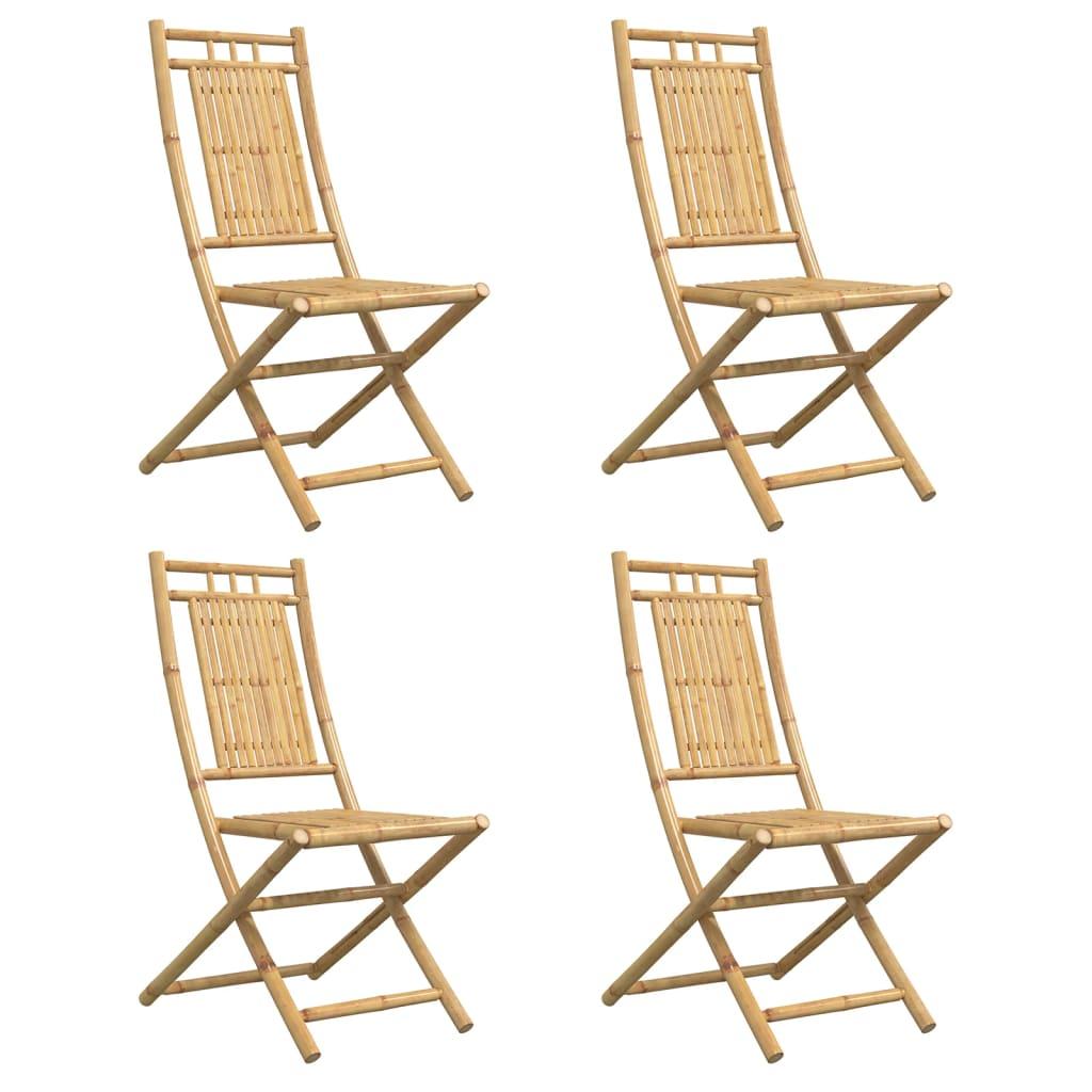 Sillas plegables, 4 unidades, 46x66x99 cm, bambú