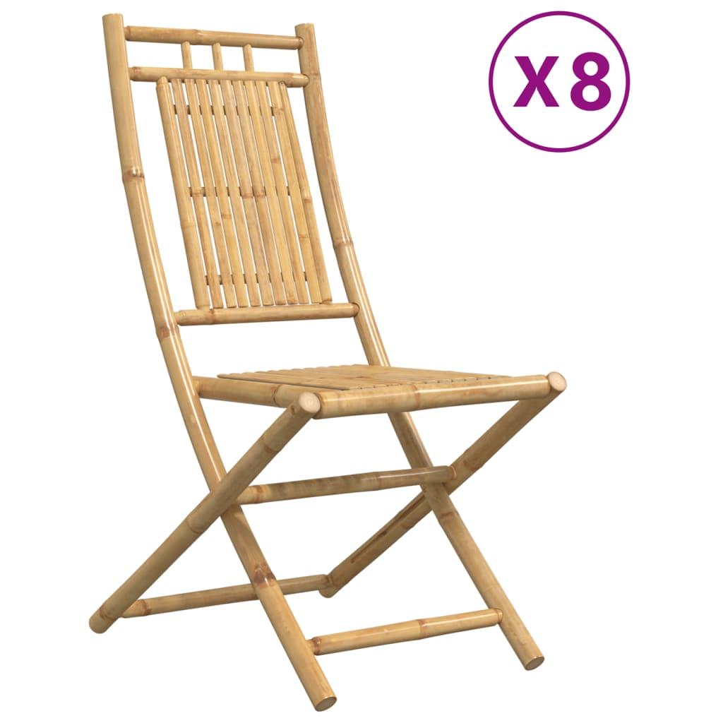 Sillas plegables, 8 unidades, 53x66x99 cm, bambú