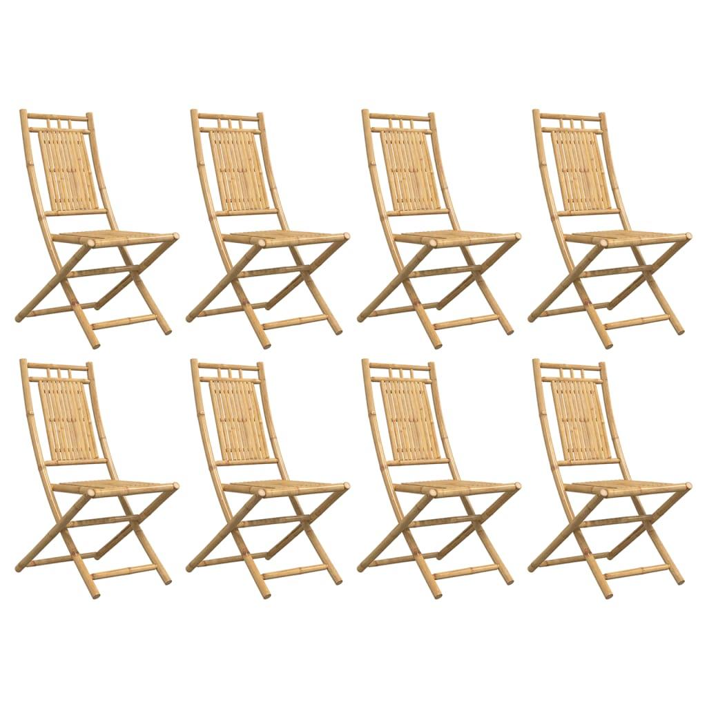 Sillas plegables, 8 unidades, 53x66x99 cm, bambú