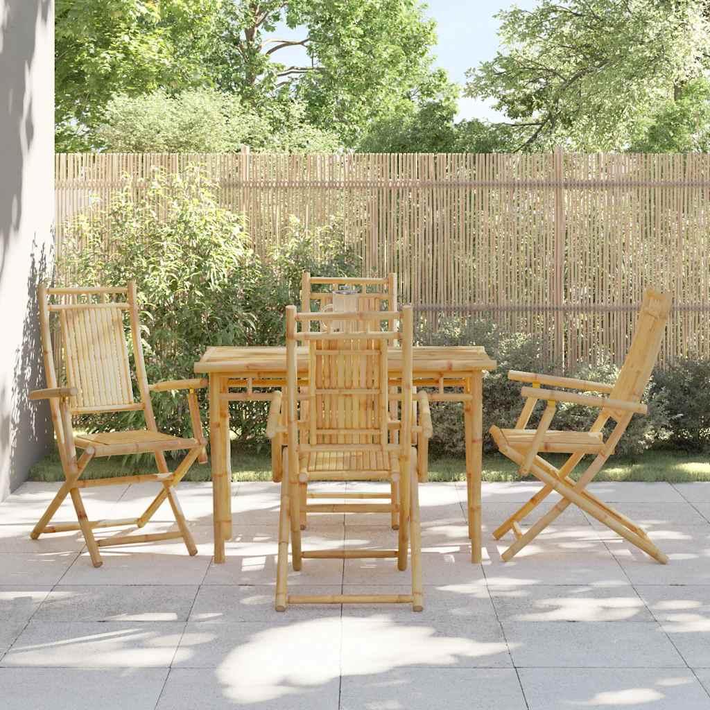 Sillas plegables, 4 unidades, 53x66x99 cm, bambú