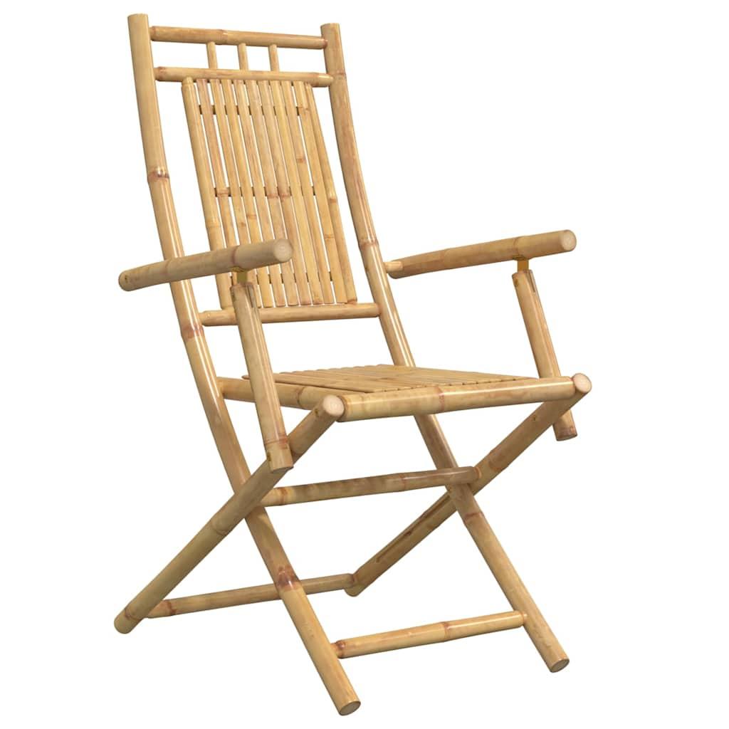 Sillas plegables, 4 unidades, 53x66x99 cm, bambú
