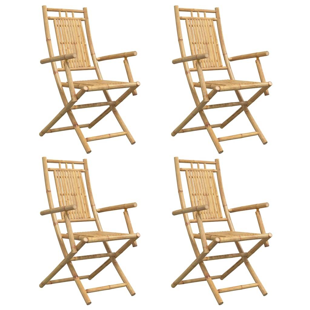 Sillas plegables, 4 unidades, 53x66x99 cm, bambú