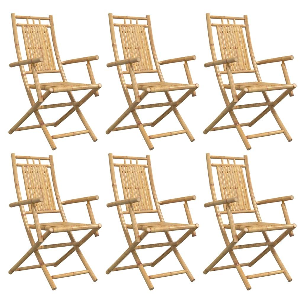 Sillas plegables, 6 unidades, 53x66x99 cm, bambú