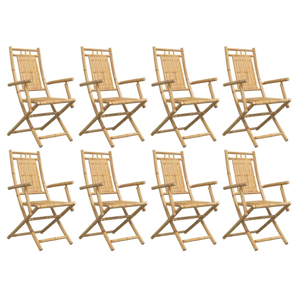 Sillas plegables, 8 unidades, 53x66x99 cm, bambú