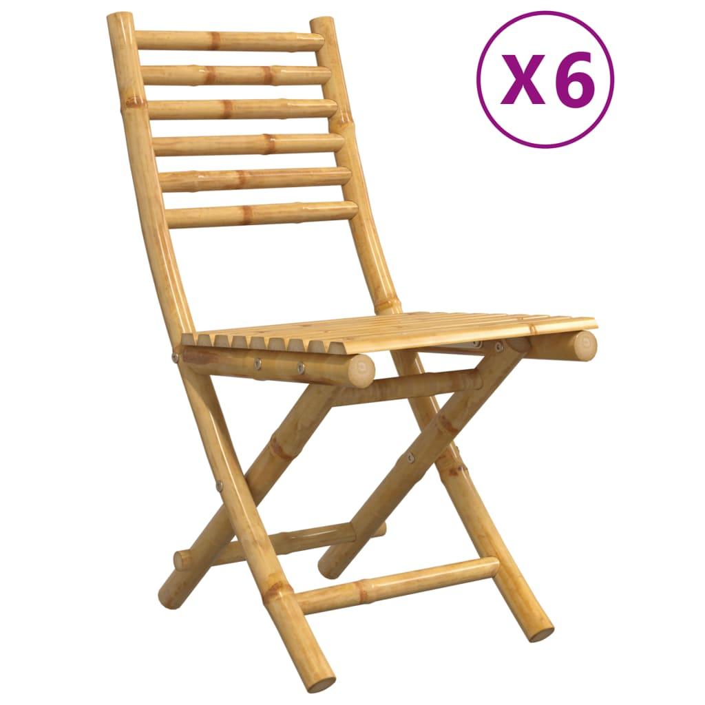 Sillas plegables, 6 unidades, 43x54x88 cm, bambú