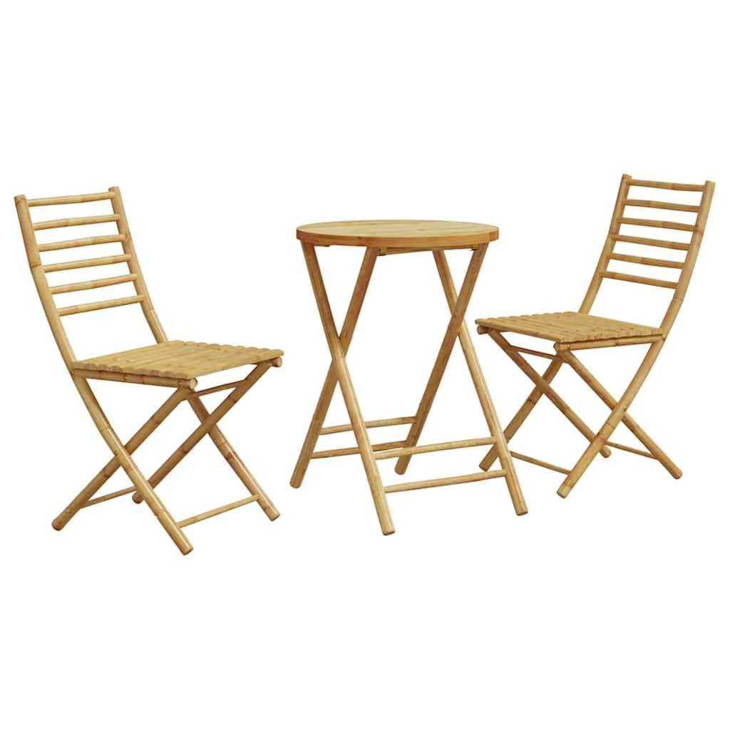 Juego de mesa y sillas de jardín 3 piezas bambú