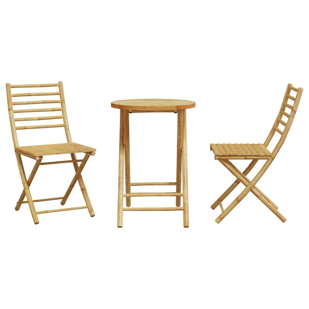 Juego de mesa y sillas de jardín 3 piezas bambú