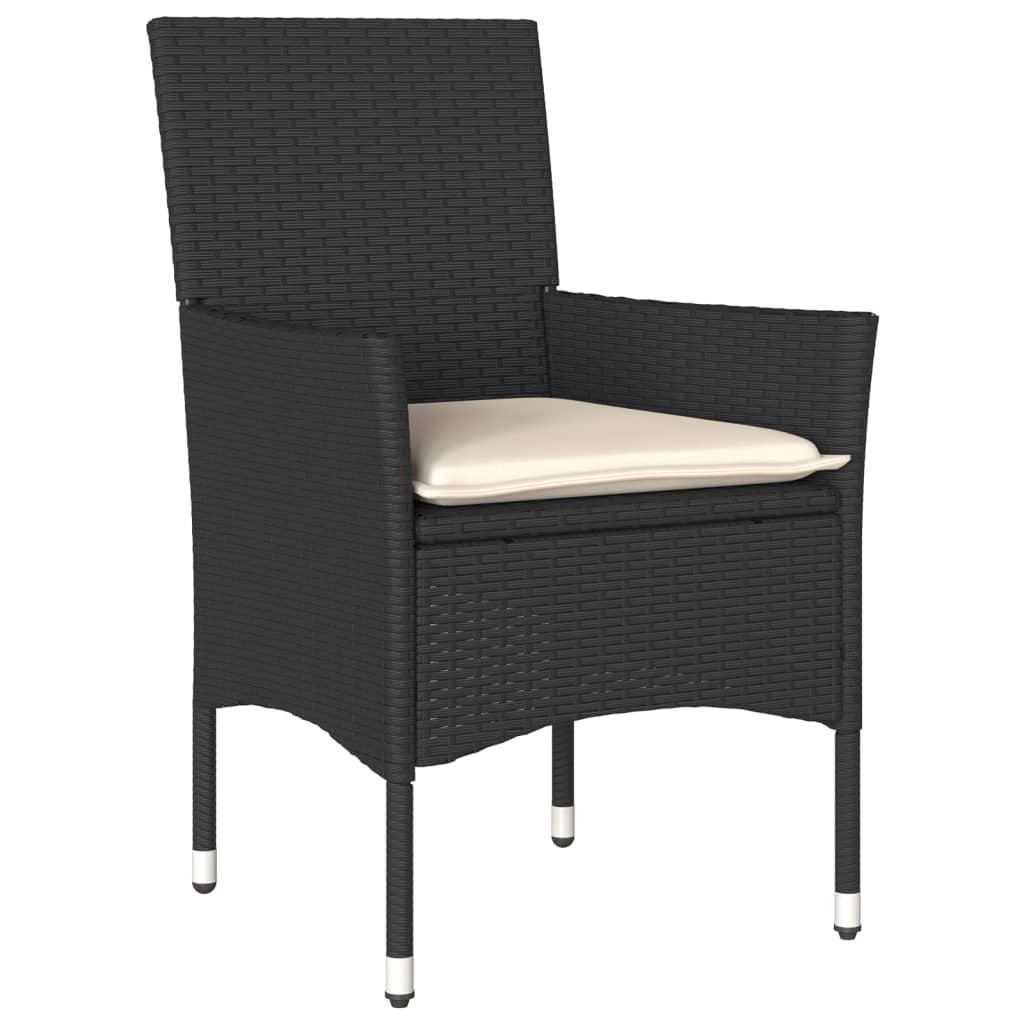 Set comedor de jardín 9 pzas y cojines ratán sintético y vidrio