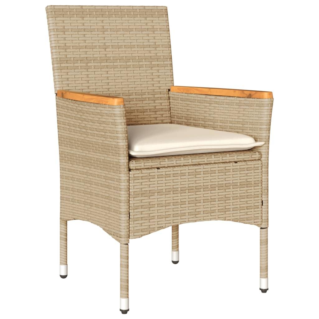 Set de comedor jardín 5 pzas con cojines ratán PE acacia negro