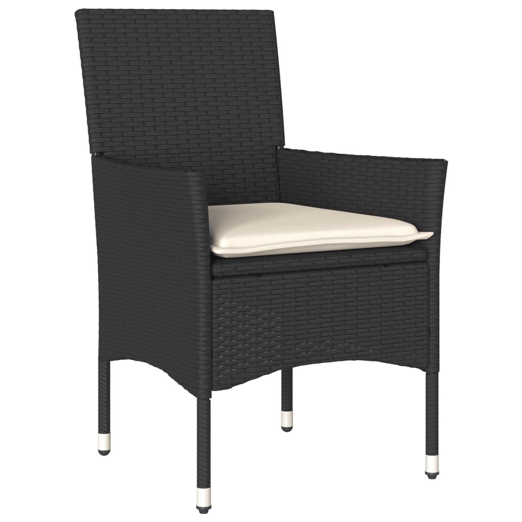 Set de comedor jardín 9 pzas con cojines ratán PE acacia negro
