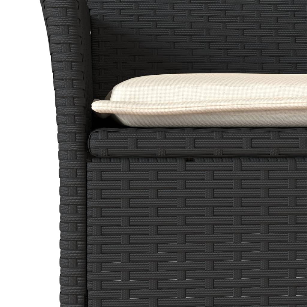 Set de comedor jardín 3 pzas con cojines ratán PE acacia negro