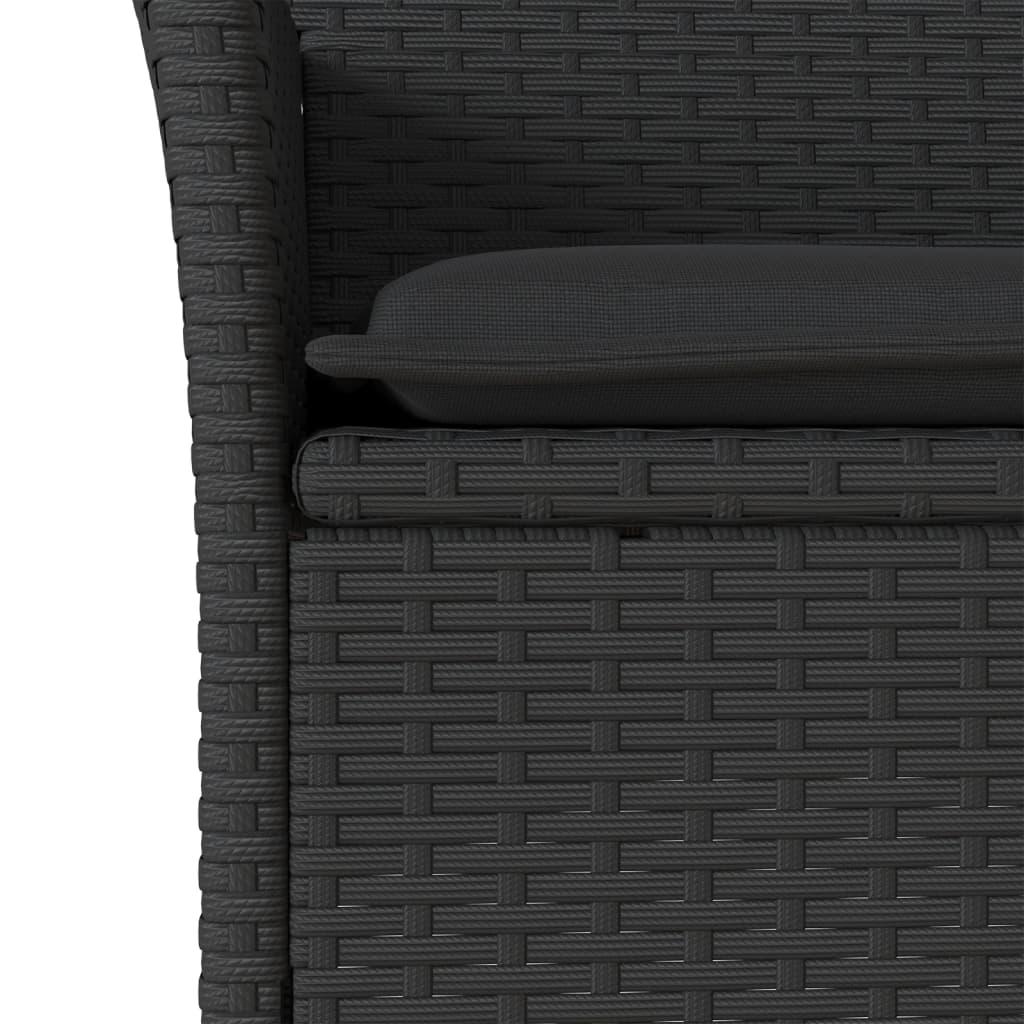 Set de comedor jardín 3 pzas con cojines ratán PE acacia negro