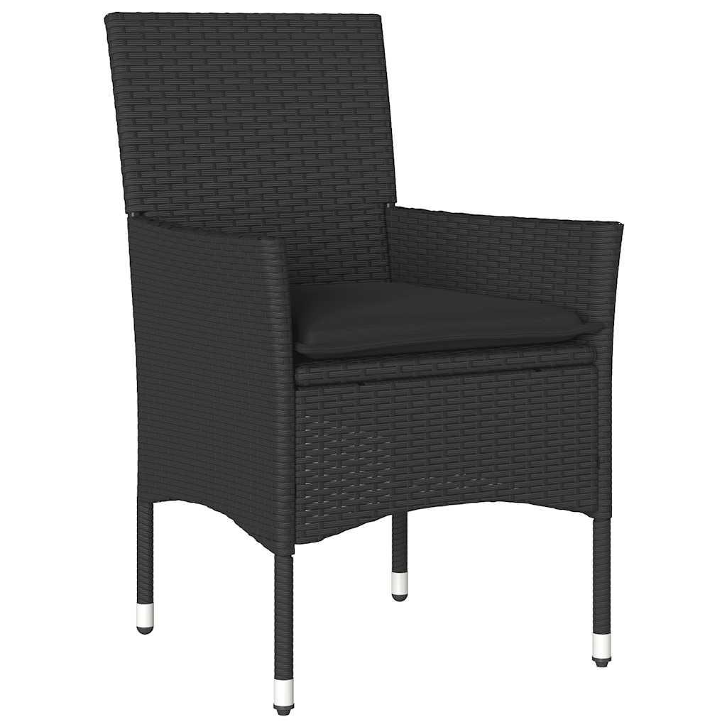Set de comedor jardín 5 pzas con cojines ratán PE acacia negro
