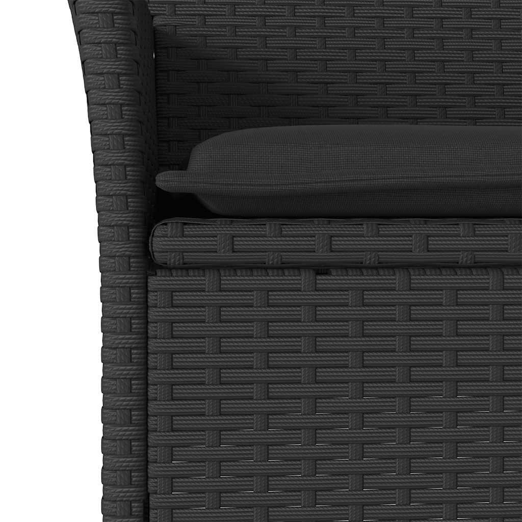 Set de comedor jardín 5 pzas con cojines ratán PE acacia negro