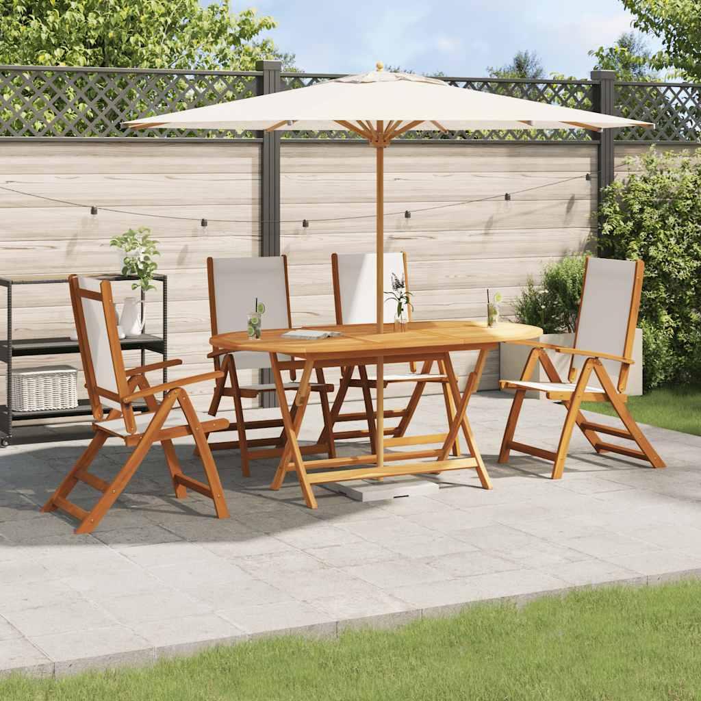 Juego comedor de jardín 5 pzas madera maciza acacia y textileno