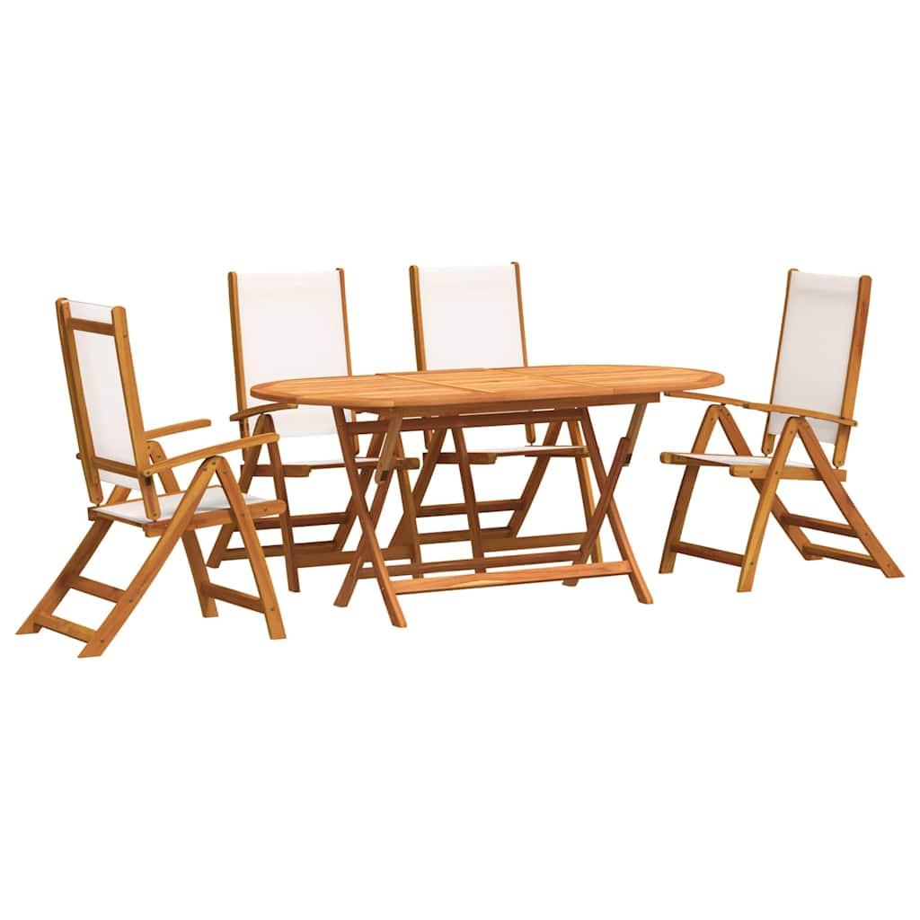 Juego comedor de jardín 5 pzas madera maciza acacia y textileno
