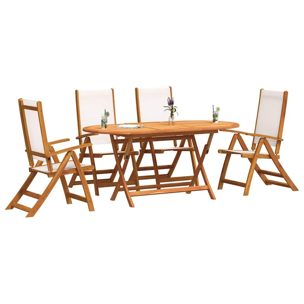 Juego comedor de jardín 5 pzas madera maciza acacia y textileno