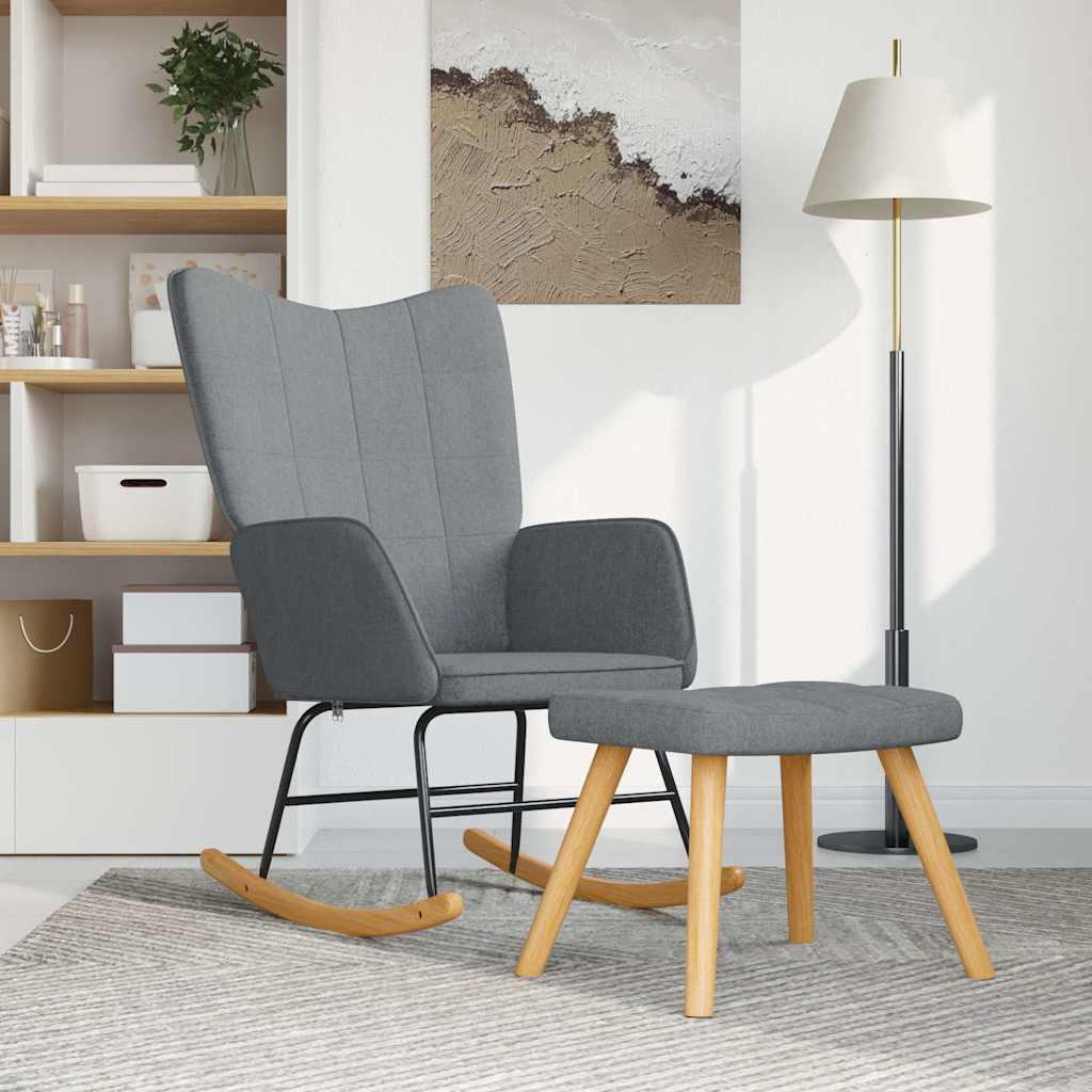 Silla mecedora con reposapiés tela