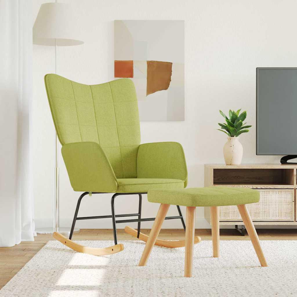 Silla mecedora con reposapiés tela