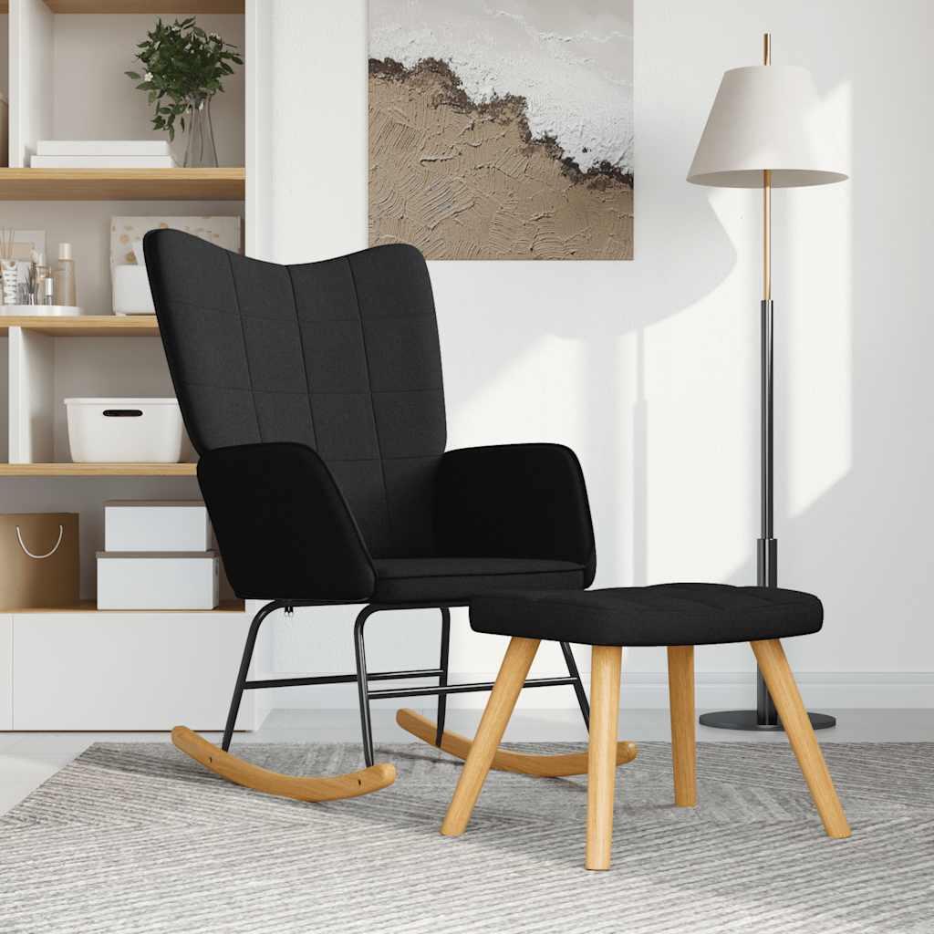 Silla mecedora con reposapiés tela