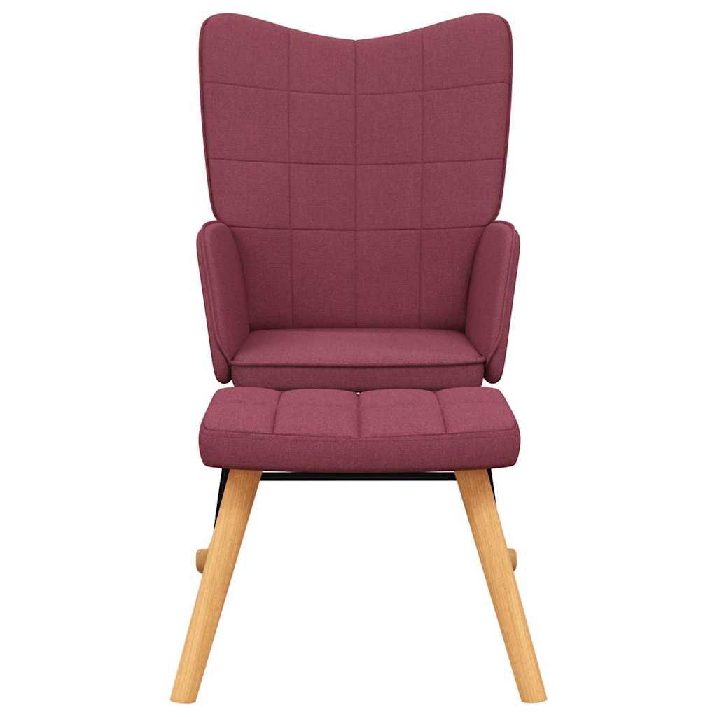Silla mecedora con reposapiés tela rojo tinto
