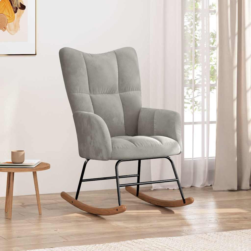 Silla mecedora de terciopelo amarillo mostaza