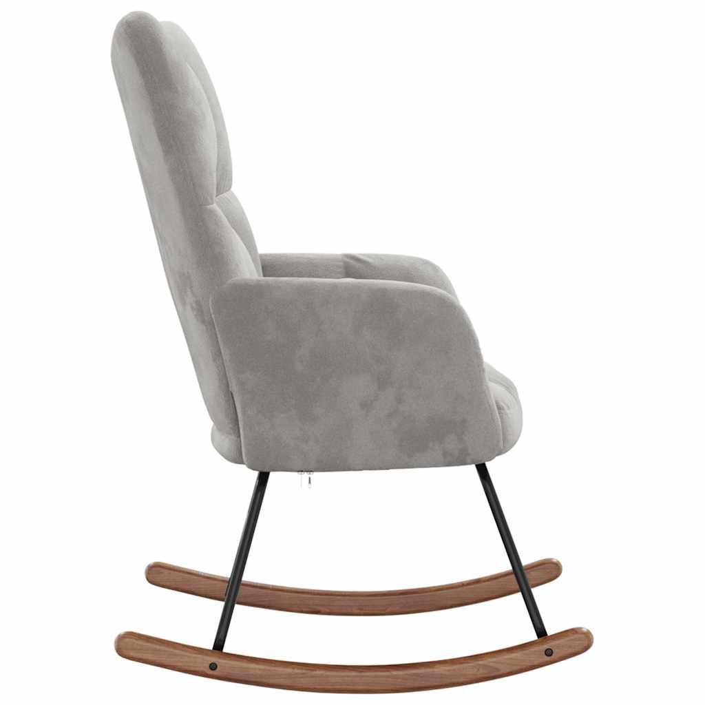 Silla mecedora de terciopelo amarillo mostaza