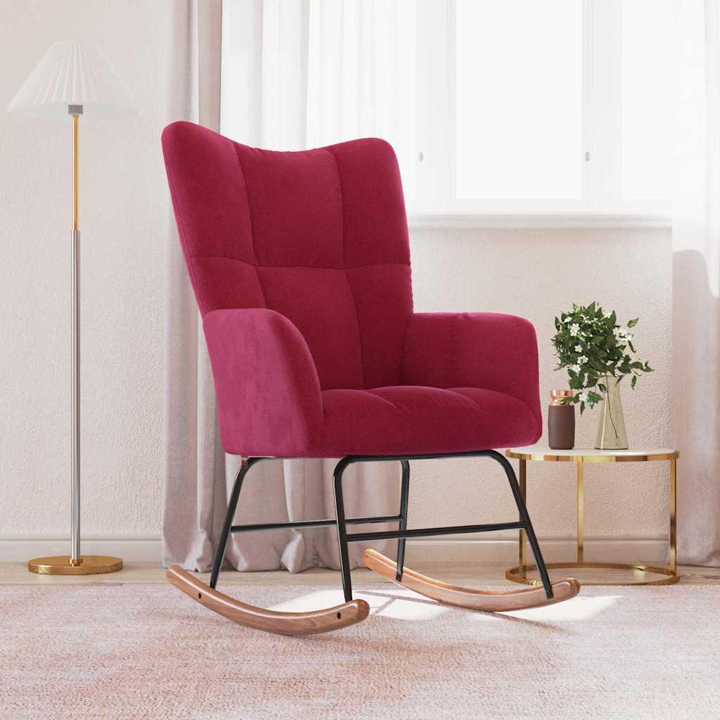 Silla mecedora de terciopelo rojo vino tinto