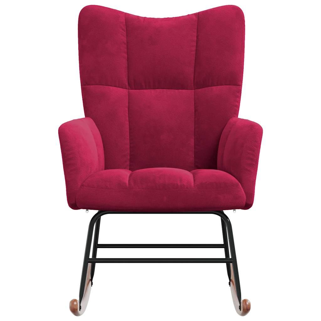 Silla mecedora de terciopelo rojo vino tinto