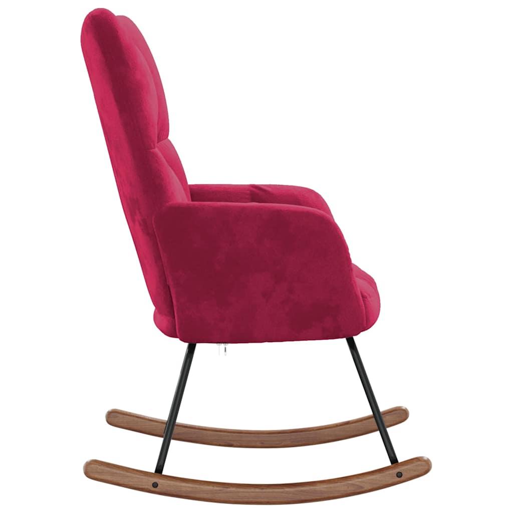 Silla mecedora de terciopelo rojo vino tinto